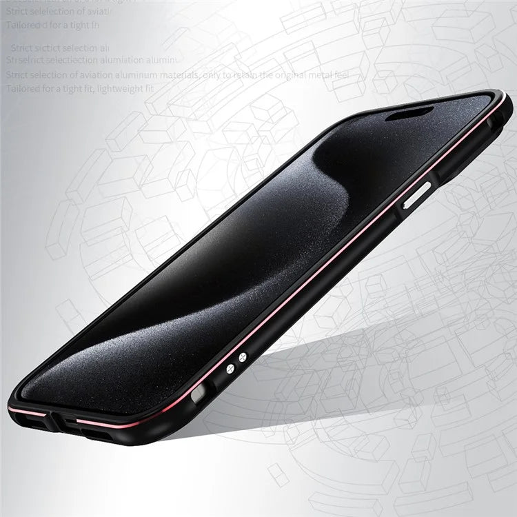 For iPhone 15 Pro Max Case Metal Frame Slim Smart Phone Cover with Camera Lens Guard