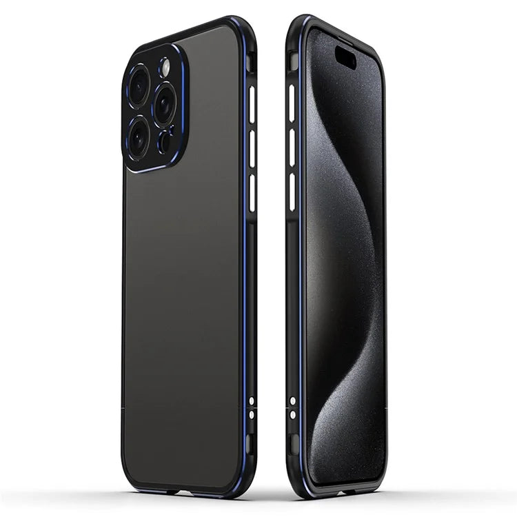 For iPhone 15 Pro Max Case Metal Frame Slim Smart Phone Cover with Camera Lens Guard