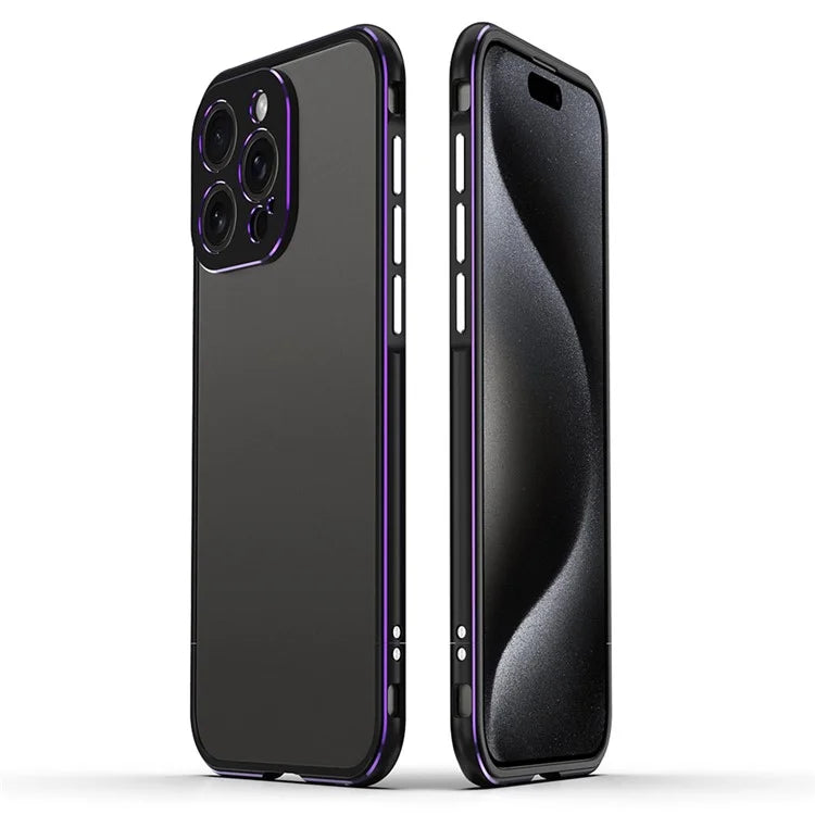 For iPhone 15 Pro Max Case Metal Frame Slim Smart Phone Cover with Camera Lens Guard
