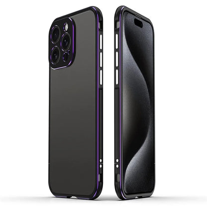 For iPhone 15 Pro Max Case Metal Frame Slim Smart Phone Cover with Camera Lens Guard