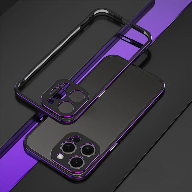 For iPhone 15 Pro Max Case Metal Frame Slim Smart Phone Cover with Camera Lens Guard