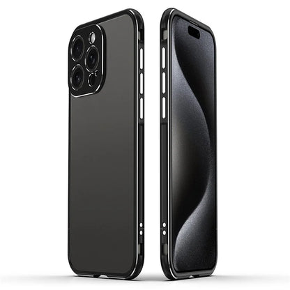 For iPhone 15 Pro Max Case Metal Frame Slim Smart Phone Cover with Camera Lens Guard