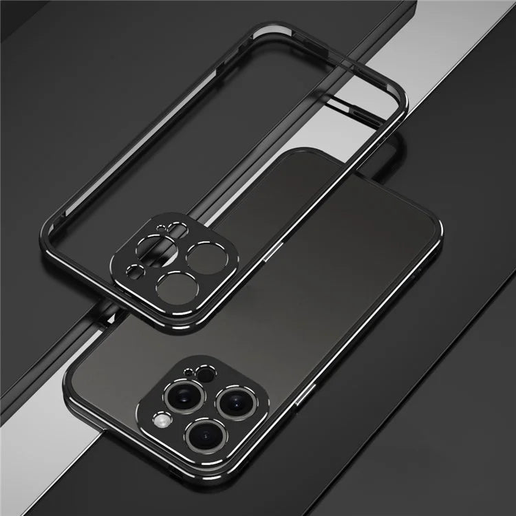For iPhone 15 Pro Max Case Metal Frame Slim Smart Phone Cover with Camera Lens Guard