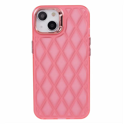 For iPhone 15 TPU + PC Case 3D Rhombus Grid Anti-drop Smartphone Cover