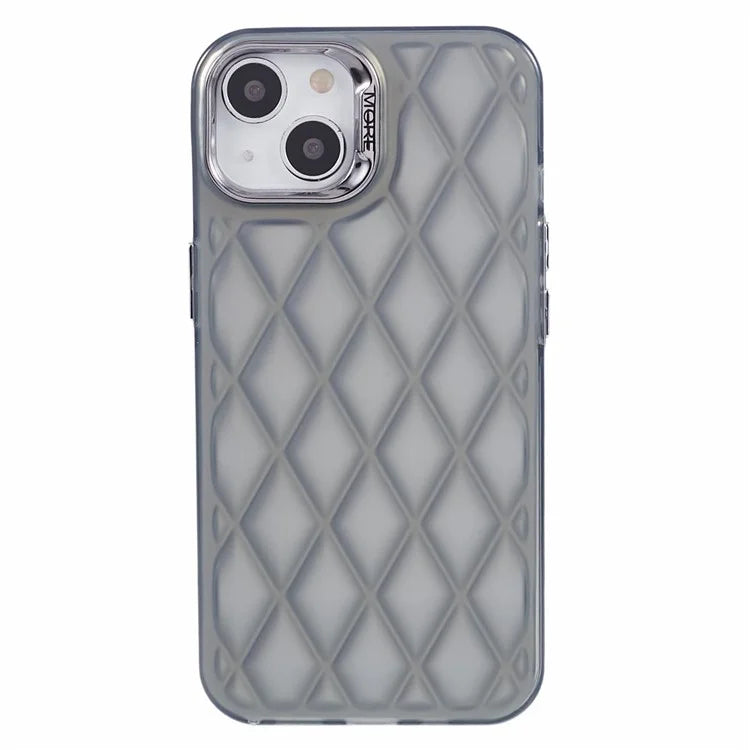 For iPhone 15 TPU + PC Case 3D Rhombus Grid Anti-drop Smartphone Cover