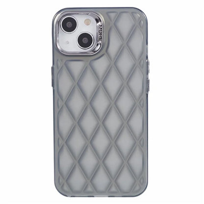 For iPhone 15 TPU + PC Case 3D Rhombus Grid Anti-drop Smartphone Cover