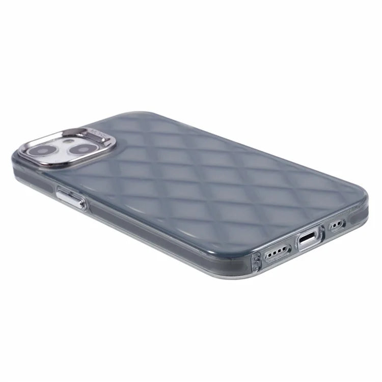 For iPhone 15 TPU + PC Case 3D Rhombus Grid Anti-drop Smartphone Cover