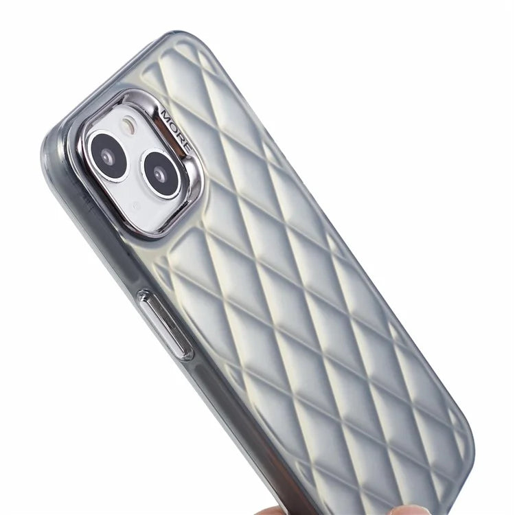For iPhone 15 TPU + PC Case 3D Rhombus Grid Anti-drop Smartphone Cover