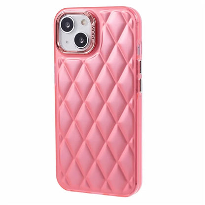 For iPhone 14 Case 3D Rhombus Grid Electroplating Shockproof Phone Protector