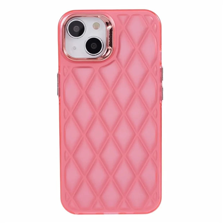 For iPhone 14 Case 3D Rhombus Grid Electroplating Shockproof Phone Protector