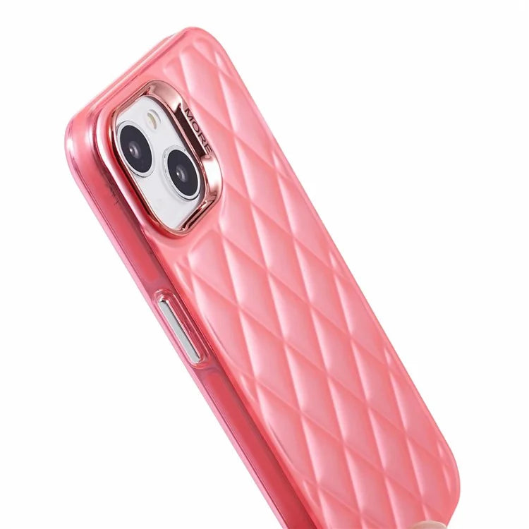 For iPhone 14 Case 3D Rhombus Grid Electroplating Shockproof Phone Protector