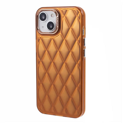 For iPhone 14 Case 3D Rhombus Grid Electroplating Shockproof Phone Protector
