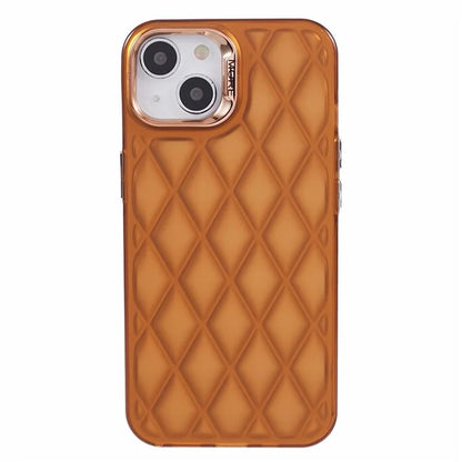 For iPhone 14 Case 3D Rhombus Grid Electroplating Shockproof Phone Protector