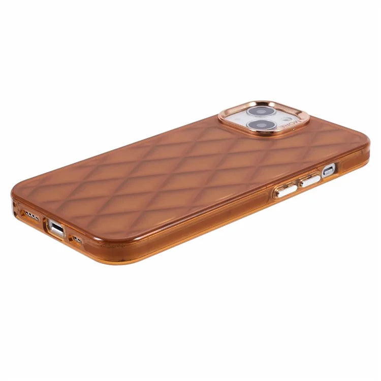 For iPhone 14 Case 3D Rhombus Grid Electroplating Shockproof Phone Protector
