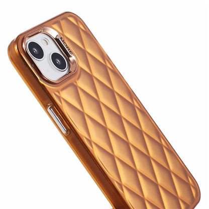 For iPhone 14 Case 3D Rhombus Grid Electroplating Shockproof Phone Protector