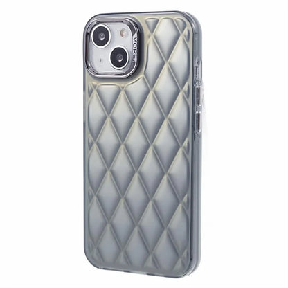 For iPhone 14 Case 3D Rhombus Grid Electroplating Shockproof Phone Protector
