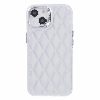 For iPhone 14 Case 3D Rhombus Grid Electroplating Shockproof Phone Protector