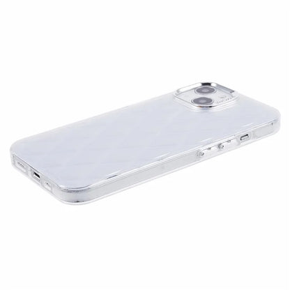 For iPhone 14 Case 3D Rhombus Grid Electroplating Shockproof Phone Protector