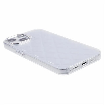 For iPhone 14 Case 3D Rhombus Grid Electroplating Shockproof Phone Protector