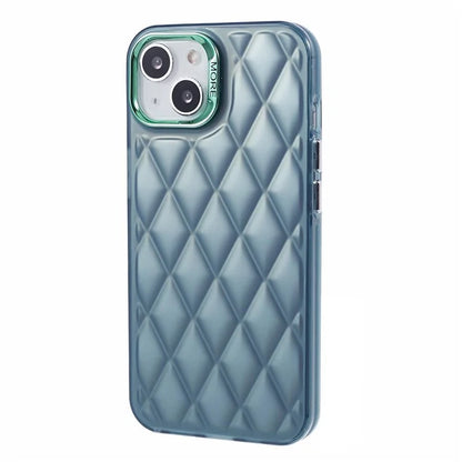 For iPhone 14 Case 3D Rhombus Grid Electroplating Shockproof Phone Protector