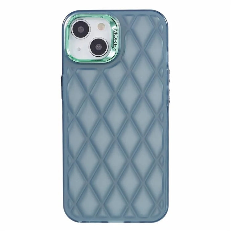 For iPhone 14 Case 3D Rhombus Grid Electroplating Shockproof Phone Protector