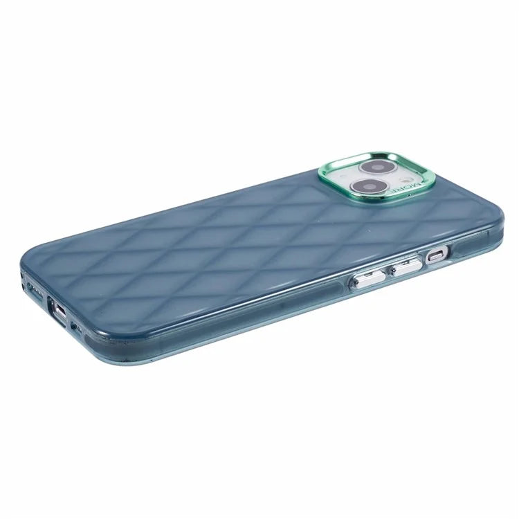 For iPhone 14 Case 3D Rhombus Grid Electroplating Shockproof Phone Protector