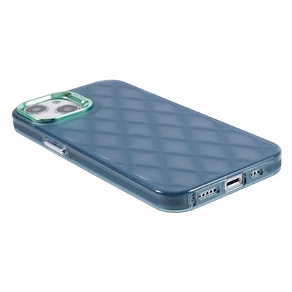 For iPhone 14 Case 3D Rhombus Grid Electroplating Shockproof Phone Protector