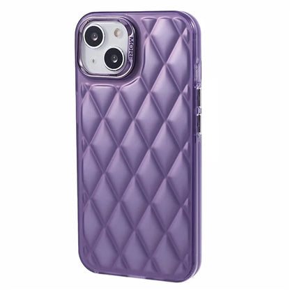 For iPhone 14 Case 3D Rhombus Grid Electroplating Shockproof Phone Protector