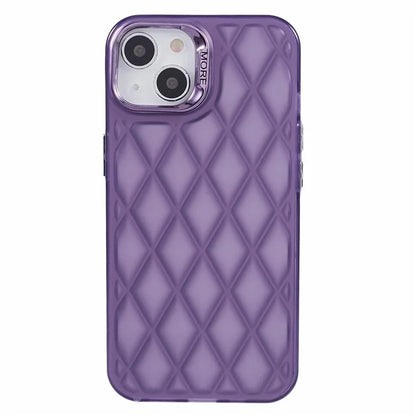For iPhone 14 Case 3D Rhombus Grid Electroplating Shockproof Phone Protector