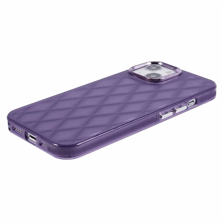For iPhone 14 Case 3D Rhombus Grid Electroplating Shockproof Phone Protector