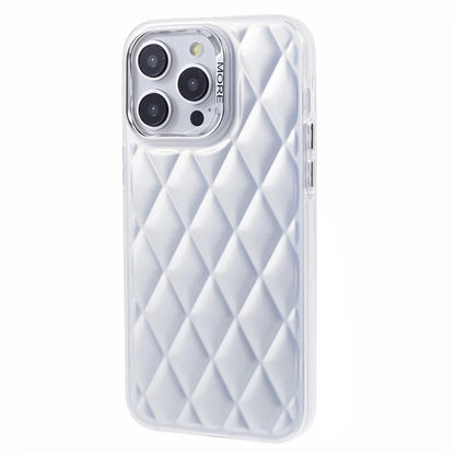 For iPhone 15 Pro Max Case 3D Rhombus Grid Electroplating Phone Cover
