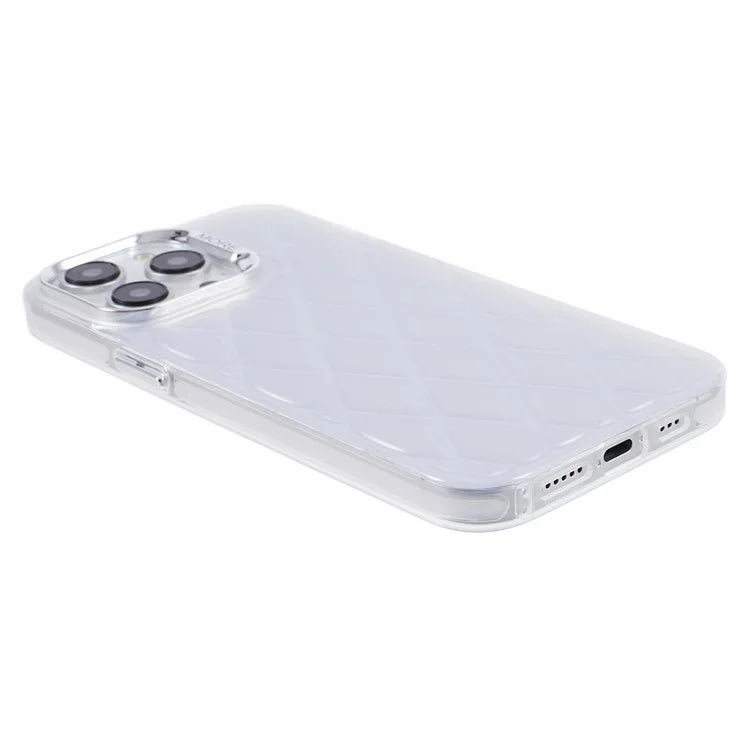 For iPhone 15 Pro Max Case 3D Rhombus Grid Electroplating Phone Cover