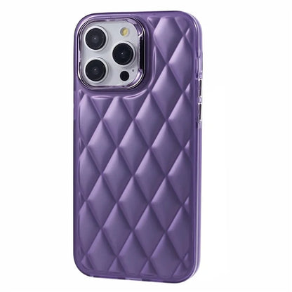 For iPhone 15 Pro Max Case 3D Rhombus Grid Electroplating Phone Cover