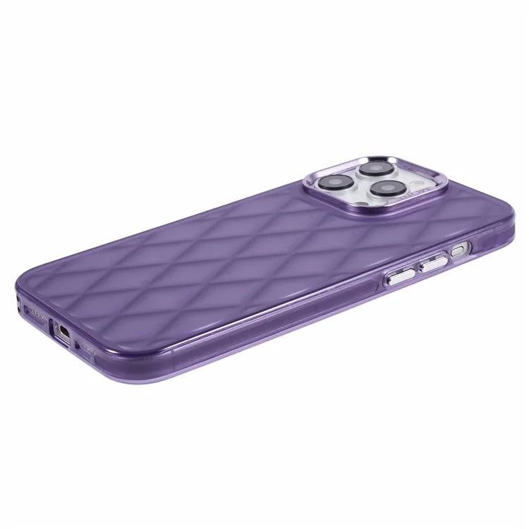 For iPhone 15 Pro Max Case 3D Rhombus Grid Electroplating Phone Cover