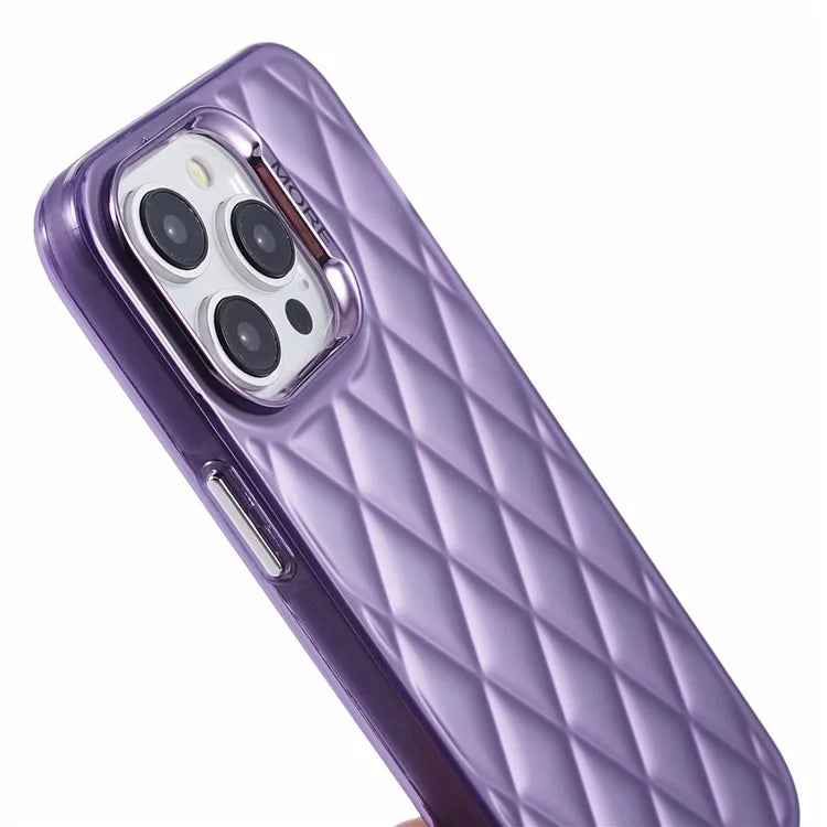 For iPhone 15 Pro Max Case 3D Rhombus Grid Electroplating Phone Cover