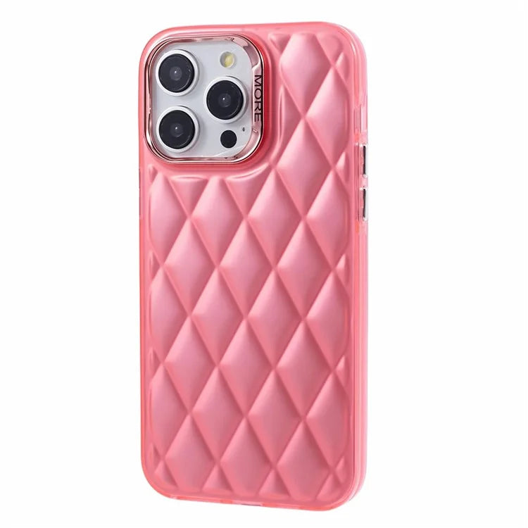 For iPhone 15 Pro Max Case 3D Rhombus Grid Electroplating Phone Cover
