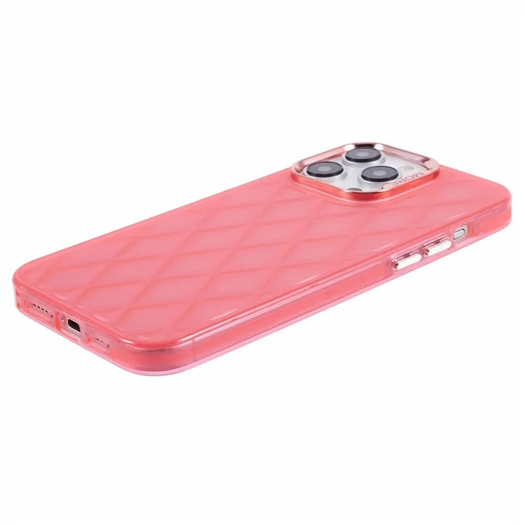 For iPhone 15 Pro Max Case 3D Rhombus Grid Electroplating Phone Cover