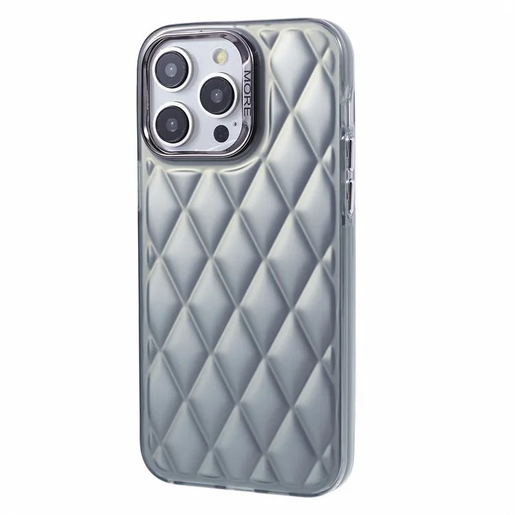 For iPhone 15 Pro Max Case 3D Rhombus Grid Electroplating Phone Cover