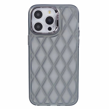 For iPhone 15 Pro Max Case 3D Rhombus Grid Electroplating Phone Cover