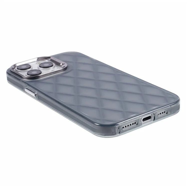 For iPhone 15 Pro Max Case 3D Rhombus Grid Electroplating Phone Cover