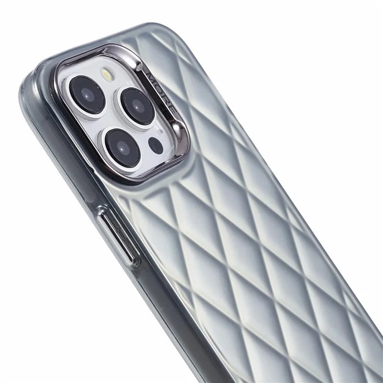 For iPhone 15 Pro Max Case 3D Rhombus Grid Electroplating Phone Cover