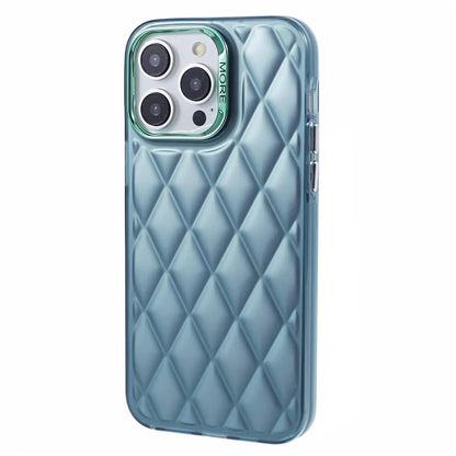 For iPhone 15 Pro Max Case 3D Rhombus Grid Electroplating Phone Cover