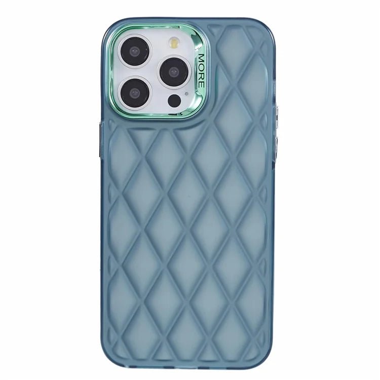 For iPhone 15 Pro Max Case 3D Rhombus Grid Electroplating Phone Cover
