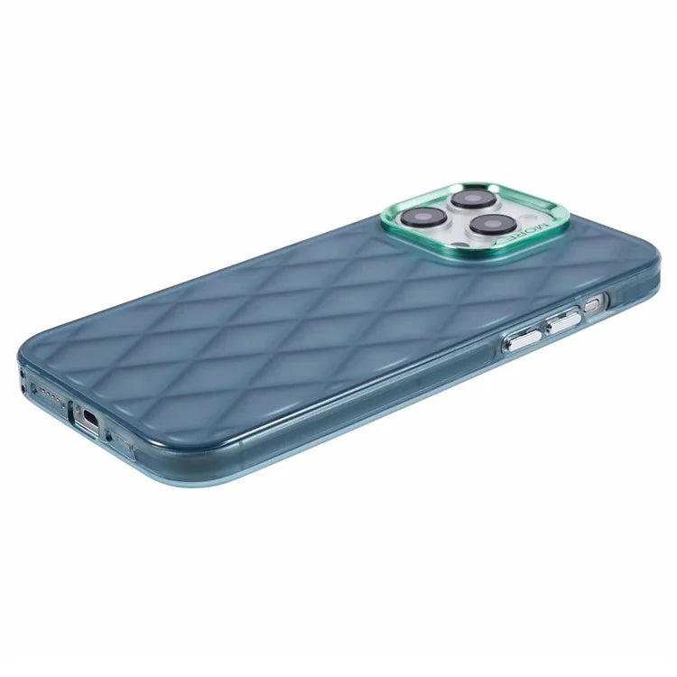 For iPhone 15 Pro Max Case 3D Rhombus Grid Electroplating Phone Cover