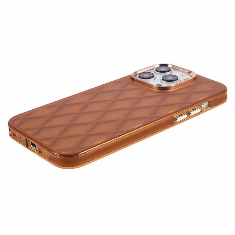For iPhone 15 Pro Max Case 3D Rhombus Grid Electroplating Phone Cover