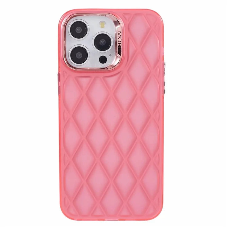 For iPhone 15 Pro Phone Case 3D Rhombus Grid Protective Phone Cover