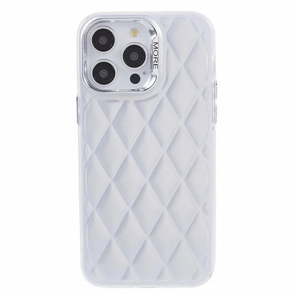 For iPhone 14 Pro Case 3D Rhombus Grid TPU + PC Phone Back Cover
