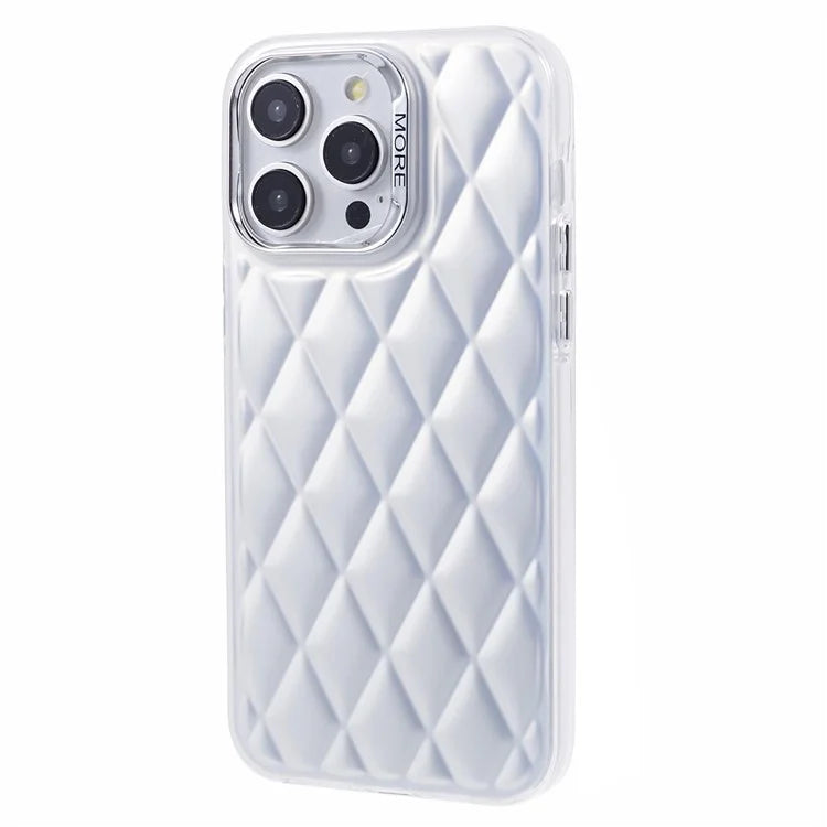 For iPhone 14 Pro Max Case TPU + PC Phone Cover with 3D Rhombus Grid