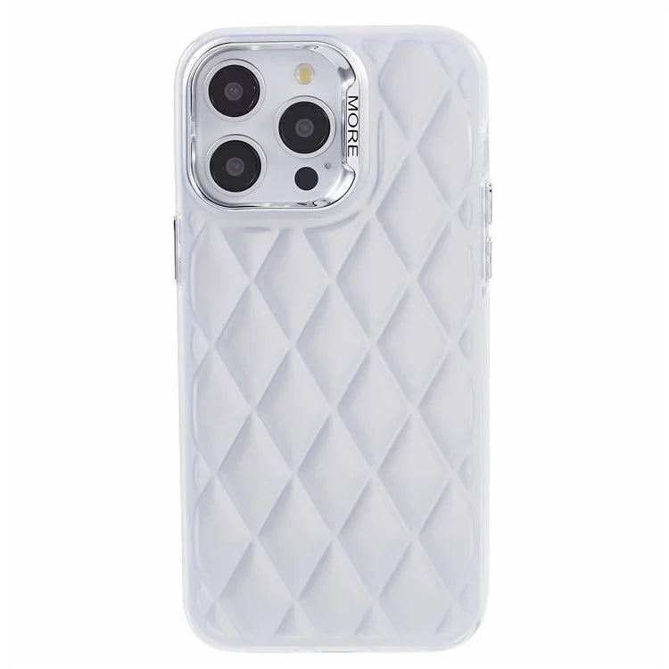 For iPhone 14 Pro Max Case TPU + PC Phone Cover with 3D Rhombus Grid