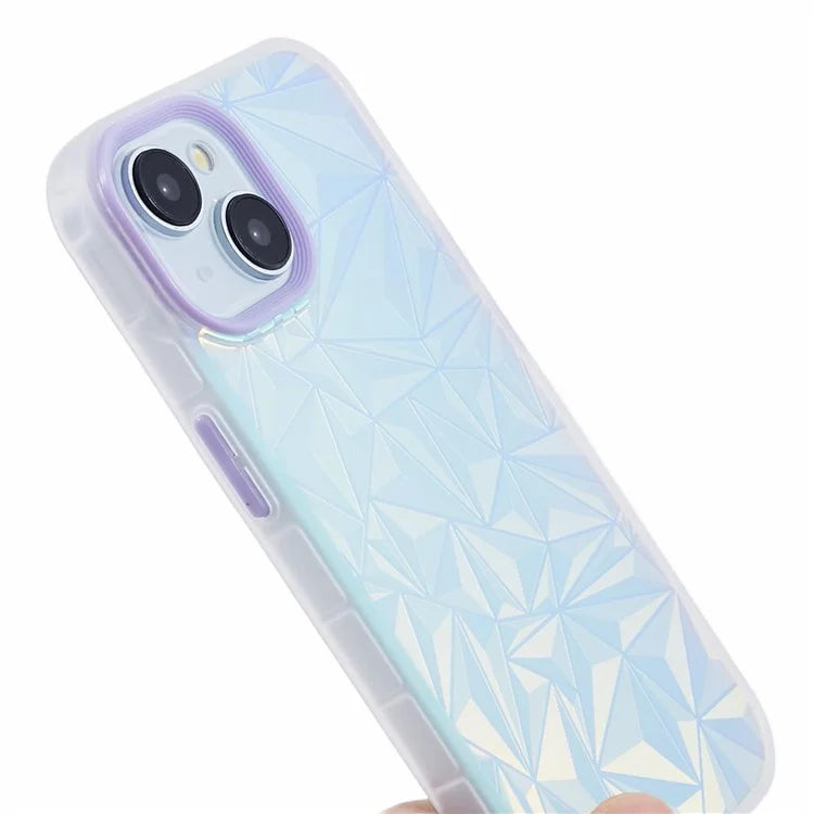 For iPhone 15 Case Laser Diamond Texture TPU+PC Phone Protector